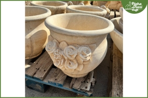 Vaso Tondo Con Fiori Gardenia h. 37